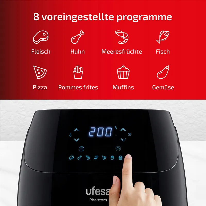 UFESA AF5000 Phantom Heteluchtfriteuse 5L WiFi LED App — foto 4
