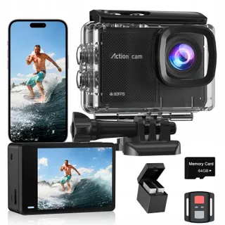 4K 60FPS Actioncam 64GB 8X Zoom 40M 48MP EIS Waterdicht WiFi — miniatuur 1