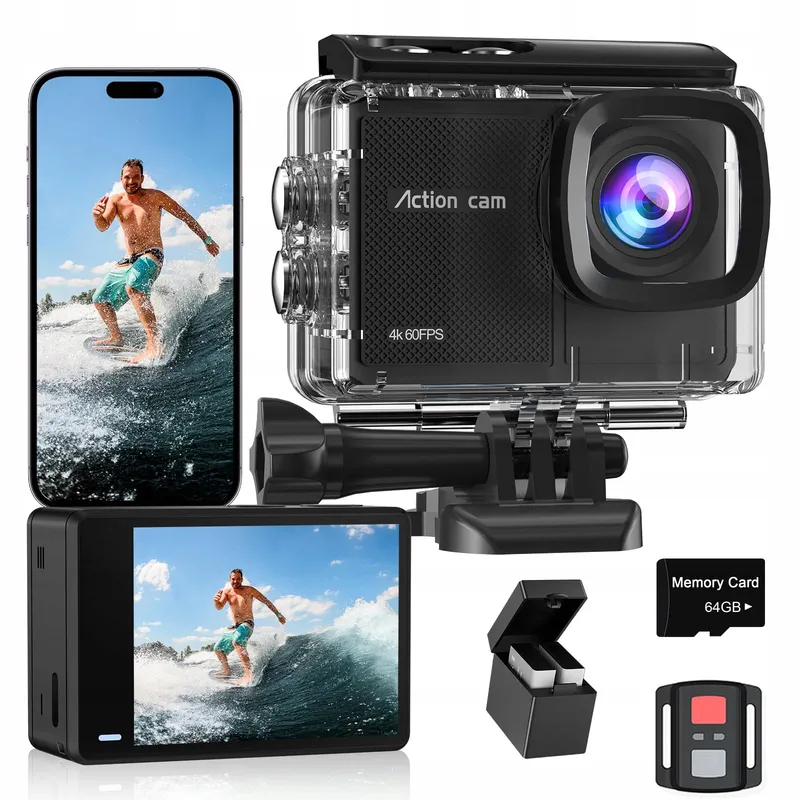 4K 60FPS Actioncam 64GB 8X Zoom 40M 48MP EIS Waterdicht WiFi — foto 1