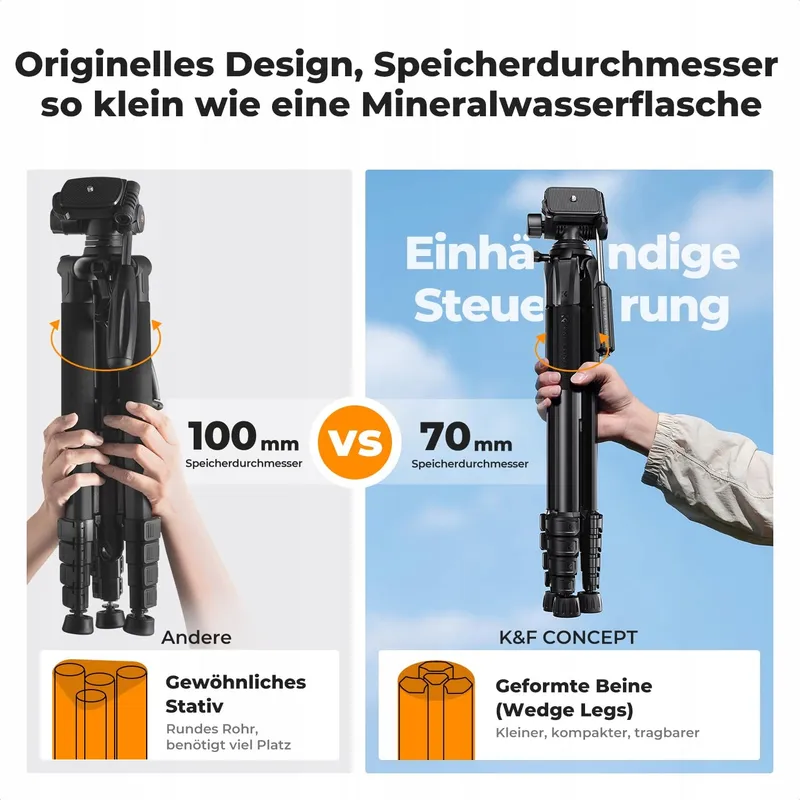 K&F CONCEPT Licht Statief 190cm Camera Smartphone met Tas — foto 2