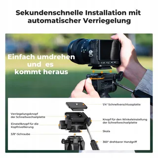 K&F CONCEPT Licht Statief 190cm Camera Smartphone met Tas — miniatuur 5
