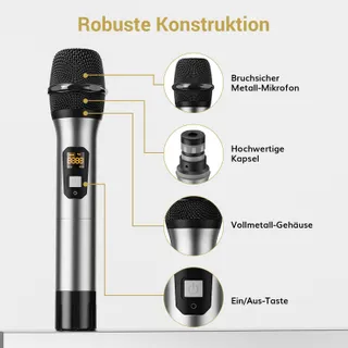 TONOR UHF Draadloze Dubbele Microfoon Karaoke DJ Kerk 60m — miniatuur 4