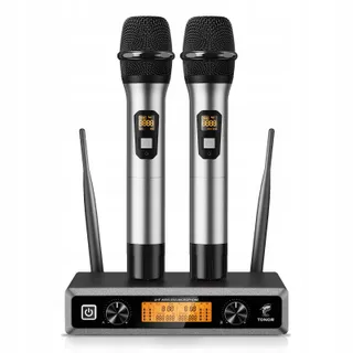 TONOR UHF Draadloze Dubbele Microfoon Karaoke DJ Kerk 60m — miniatuur 1