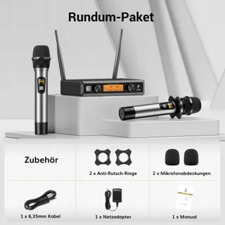 TONOR UHF Draadloze Dubbele Microfoon Karaoke DJ Kerk 60m — miniatuur 9