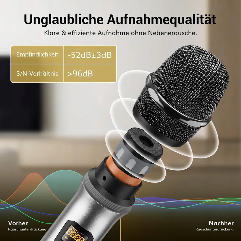 TONOR UHF Draadloze Dubbele Microfoon Karaoke DJ Kerk 60m — foto 2