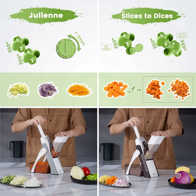 SUPMAKIN Mandoline Groentesnijder Verstelbaar Groen — foto 3