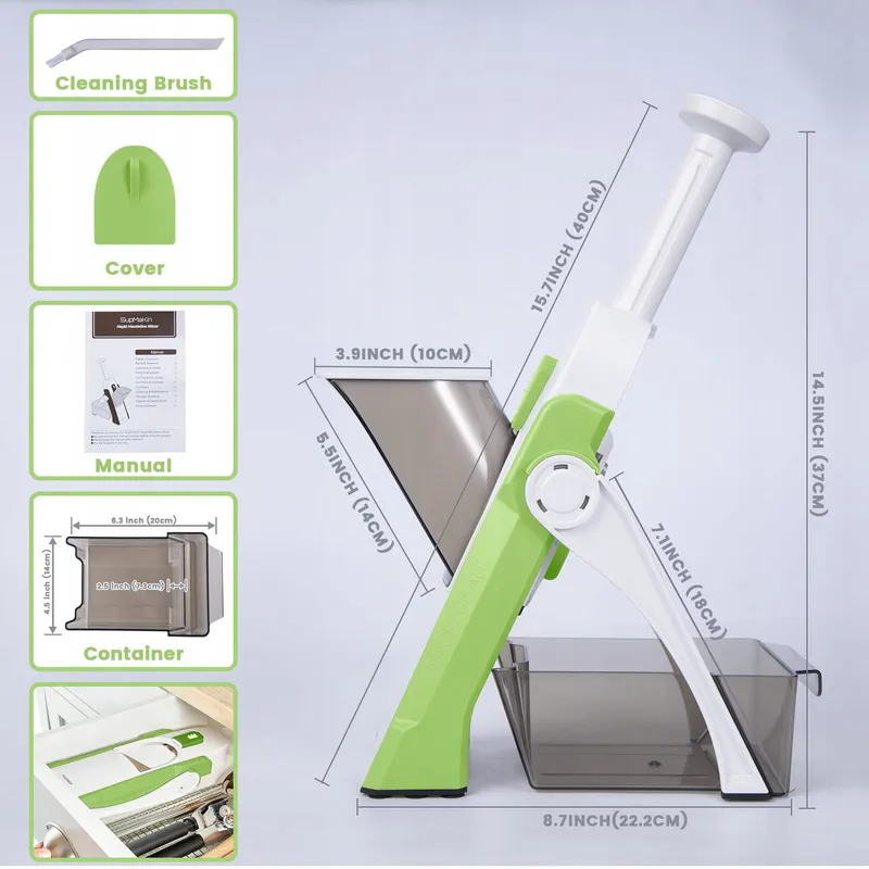 SUPMAKIN Mandoline Groentesnijder Verstelbaar Groen — foto 6