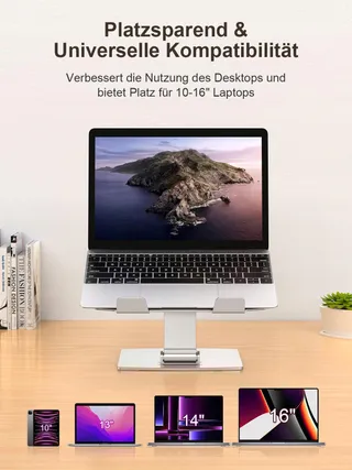 CIRYCASE Laptopstandaard Verstelbaar Aluminium Koelend Zilver — miniatuur 7