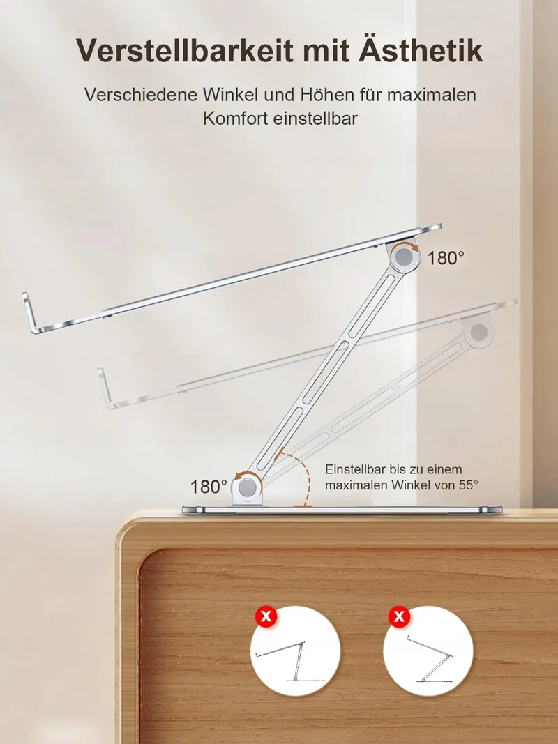 CIRYCASE Laptopstandaard Verstelbaar Aluminium Koelend Zilver — foto 4