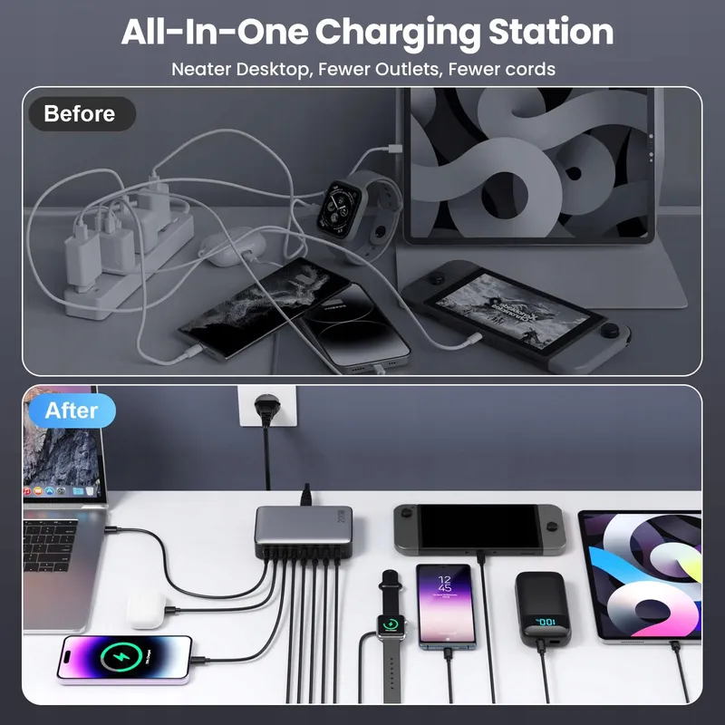 FEOB 200W USB-C Oplader GaN III 8-Poorts Snellader — foto 7