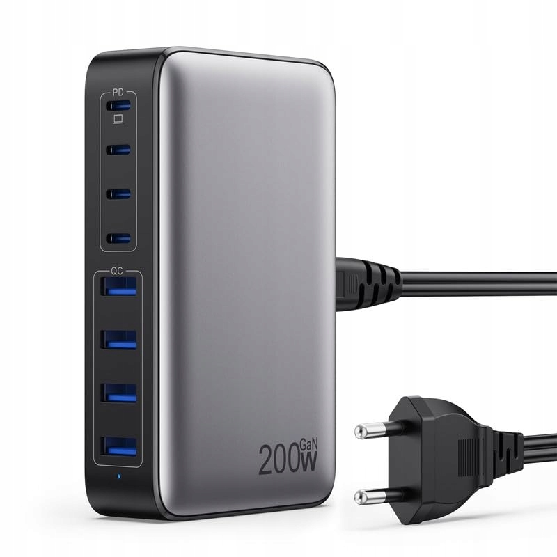 FEOB 200W USB-C Oplader GaN III 8-Poorts Snellader