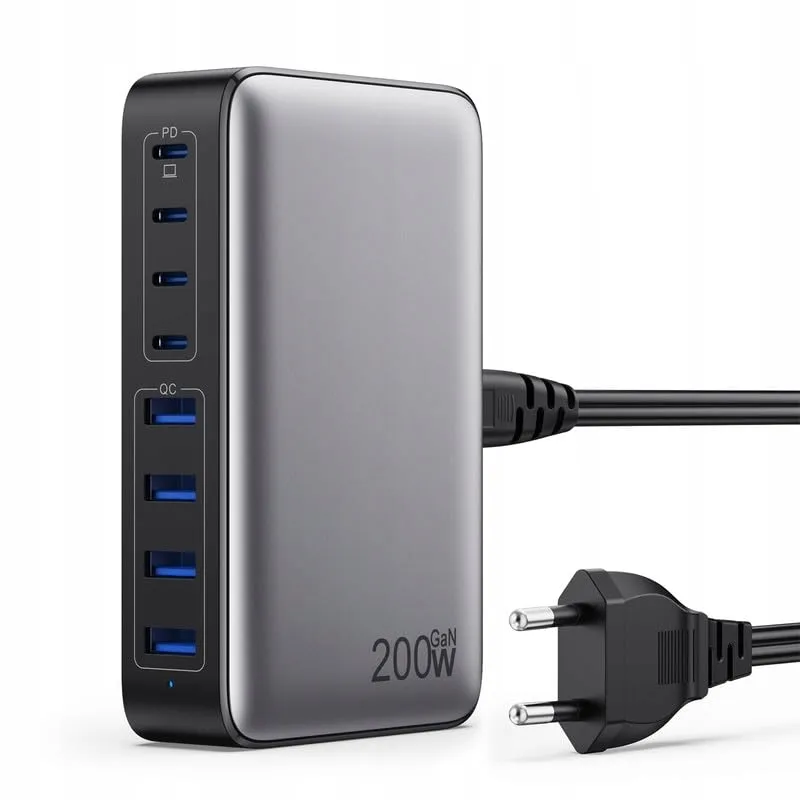 FEOB 200W USB-C Oplader GaN III 8-Poorts Snellader — foto 1
