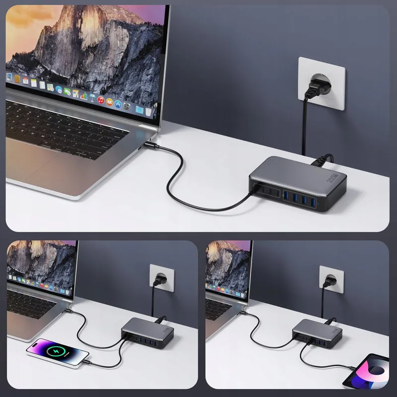 FEOB 200W USB-C Oplader GaN III 8-Poorts Snellader — foto 6