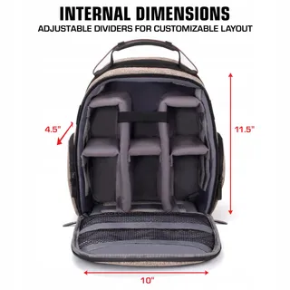 USA GEAR Camerarugzak DSLR Verstelbare Scheidingswanden Bruin — miniatuur 3