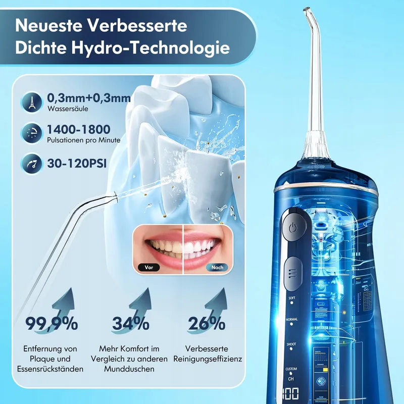DADA-TECH Monddouche Draadloos 4 Modi 7 Sproeiers 300M Blauw — foto 2
