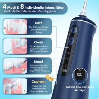 DADA-TECH Monddouche Draadloos 4 Modi 7 Sproeiers 300M Blauw — miniatuur 3