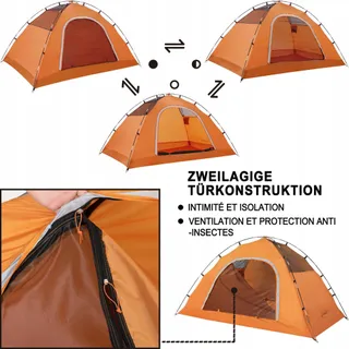 CLOSTNATURE Koepeltent 4 Personen Waterdicht Licht Camping — miniatuur 3
