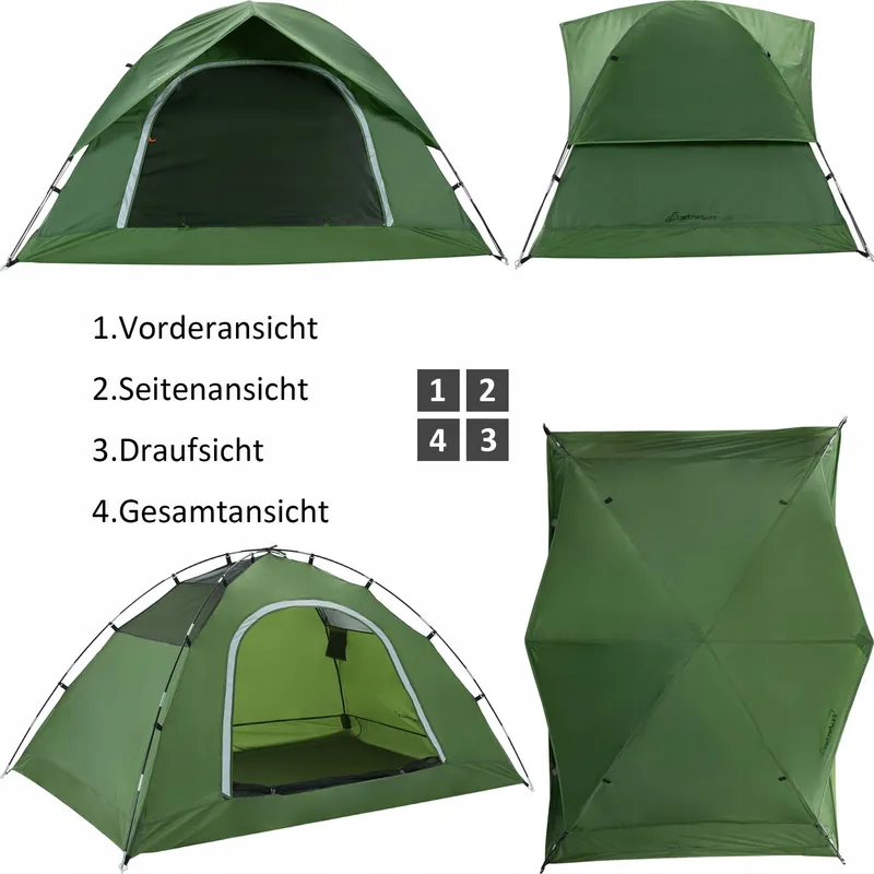 CLOSTNATURE Koepeltent 4 Personen Waterdicht Licht Camping — foto 2