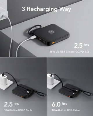 VRURC Powerbank 10000mAh USB C Snelladen Voor iPhone Samsung — miniatuur 4