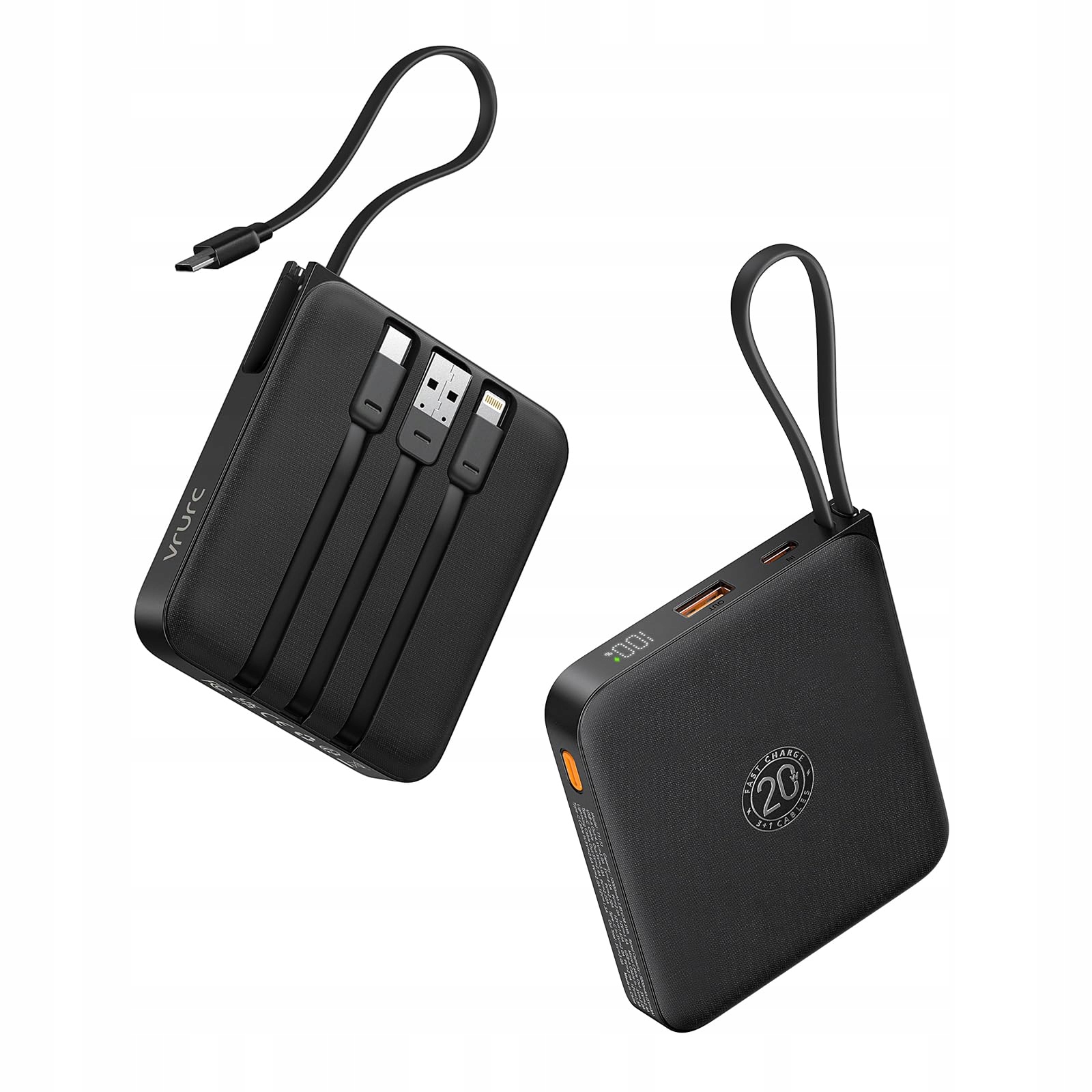 VRURC Powerbank 10000mAh USB C Snelladen Voor iPhone Samsung