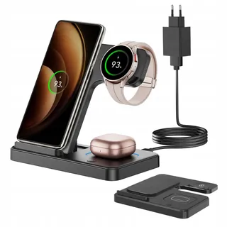 GEEKERA 3-in-1 Inductieve Oplader Samsung S25 S24 S23 S22 Watch Buds — miniatuur 1