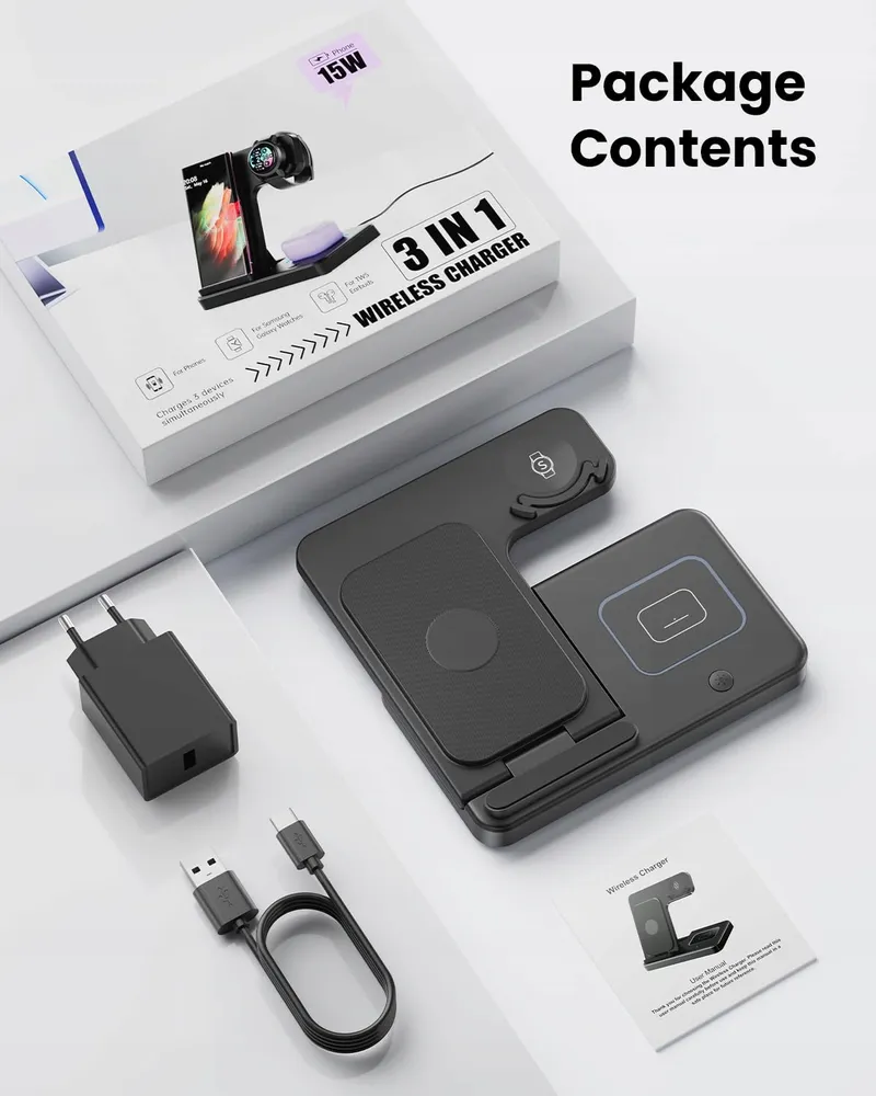 GEEKERA 3-in-1 Inductieve Oplader Samsung S25 S24 S23 S22 Watch Buds — foto 6
