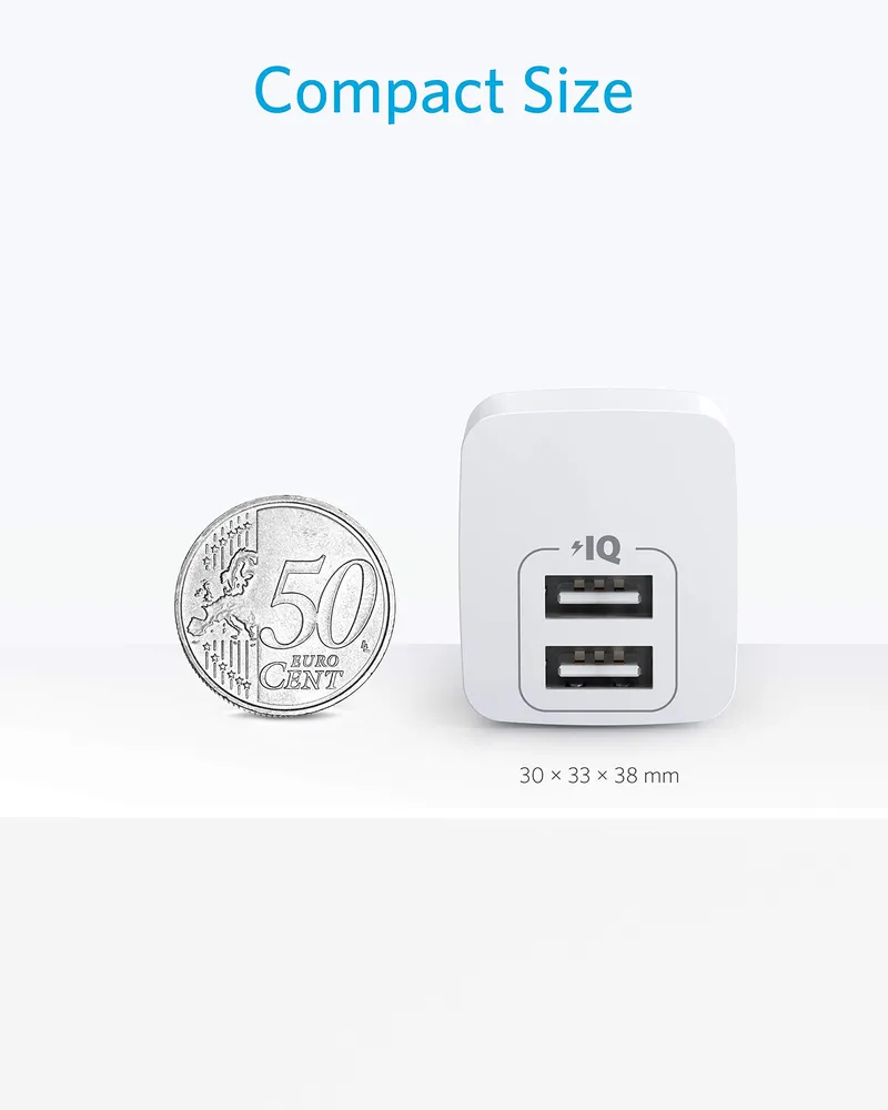 ANKER PowerPort Mini Dual USB Lader 2 Stuks 2,5A iPhone iPad Galaxy — foto 2