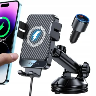 MOKPR Autohouder met Oplader 15W voor iPhone Android — miniatuur 1
