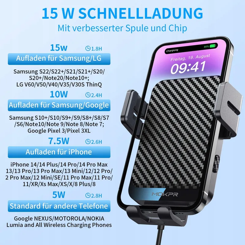 MOKPR Autohouder met Oplader 15W voor iPhone Android — foto 6