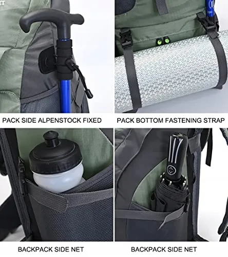 BSEASH Wandelrugzak 50L Licht Waterdicht Outdoor Camping Blauw — foto 3