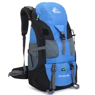 BSEASH Wandelrugzak 50L Licht Waterdicht Outdoor Camping Blauw — miniatuur 1