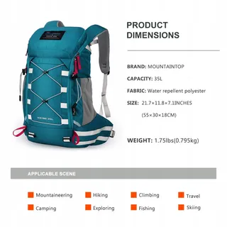 MOUNTAINTOP Wandelrugzak 35L Licht Heren Dames Outdoor — miniatuur 3