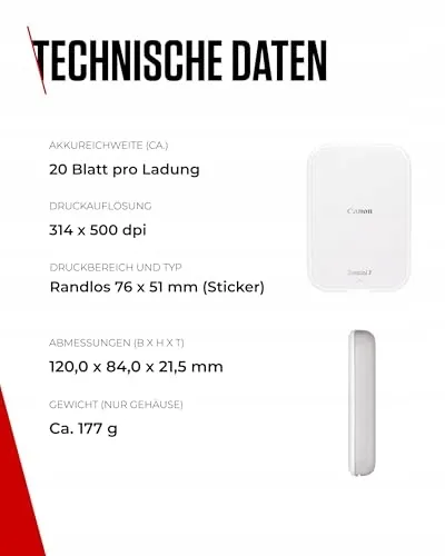 CANON Zoemini 2 Mobiele Fotoprinter Set ZINK 20 Papier 10 Stickers — foto 6