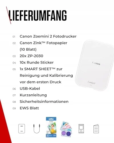 CANON Zoemini 2 Mobiele Fotoprinter Set ZINK 20 Papier 10 Stickers — foto 7