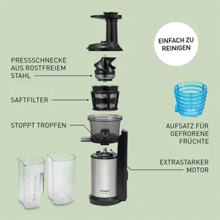 PANASONIC MJ-L500S Slow Juicer Sap Bevroren Ingrediënten Zilver — miniatuur 3