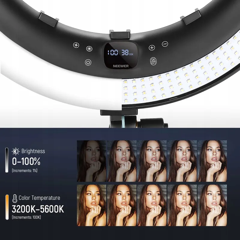 NEEWER Ringlamp RP19H 19" Met Standaard 3 Telefoonhouders 42W — foto 4
