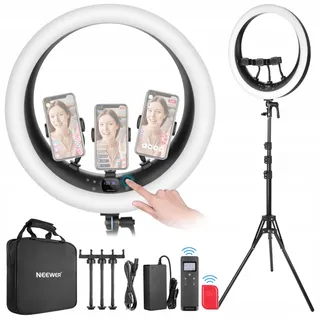 NEEWER Ringlamp RP19H 19" Met Standaard 3 Telefoonhouders 42W — miniatuur 1