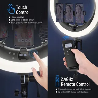NEEWER Ringlamp RP19H 19" Met Standaard 3 Telefoonhouders 42W — miniatuur 5