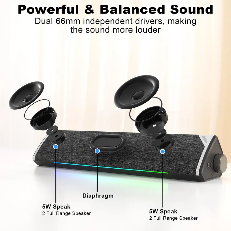 SOULION R60 Soundbar PC USB Bluetooth LED Laptop Gaming — foto 2