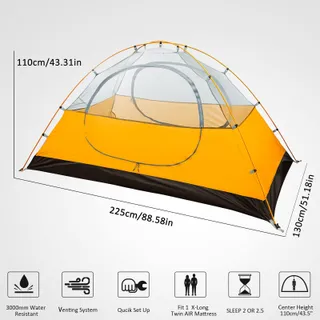 BESSPORT Kampeertent 1 2 4 Personen Licht Waterdicht 3-4 Seizoenen — miniatuur 2