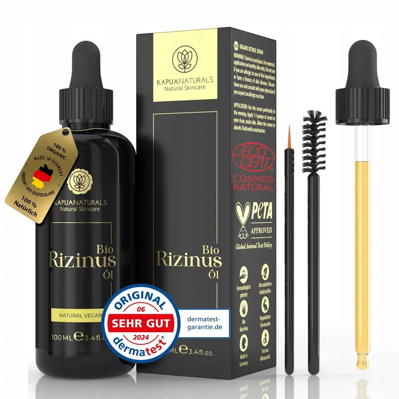BIO RIZINUSÖL Ricinusolie 100ml Natuurlijk Haar Wimpers Wenkbrauwen Baard — foto 1
