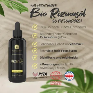 BIO RIZINUSÖL Ricinusolie 100ml Natuurlijk Haar Wimpers Wenkbrauwen Baard — miniatuur 3