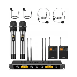 TONOR UHF Draadloze Microfoonset 4-Kanaals Voor Zingen Karaoke — miniatuur 10
