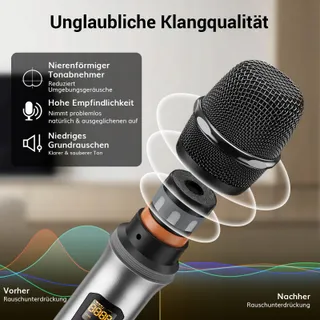 TONOR UHF Draadloze Microfoonset 4-Kanaals Voor Zingen Karaoke — miniatuur 4