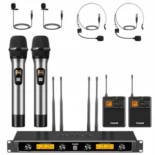 TONOR UHF Draadloze Microfoonset 4-Kanaals Voor Zingen Karaoke — miniatuur 1