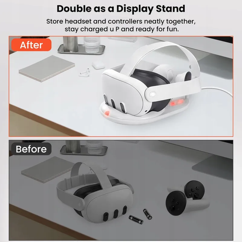 GEEKERA Oplaadstation Meta Quest 3 Magnetisch VR Stand 18W Adapter — foto 7