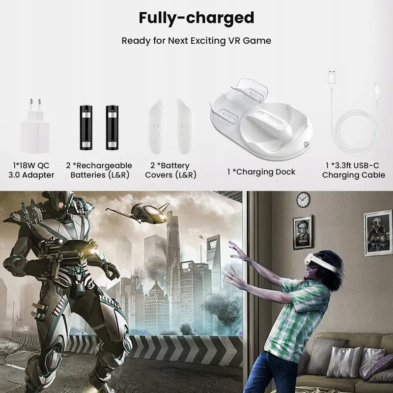 GEEKERA Oplaadstation Meta Quest 3 Magnetisch VR Stand 18W Adapter — foto 9