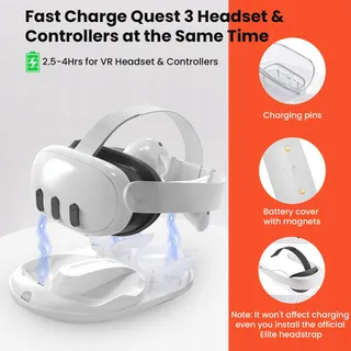 GEEKERA Oplaadstation Meta Quest 3 Magnetisch VR Stand 18W Adapter — miniatuur 2