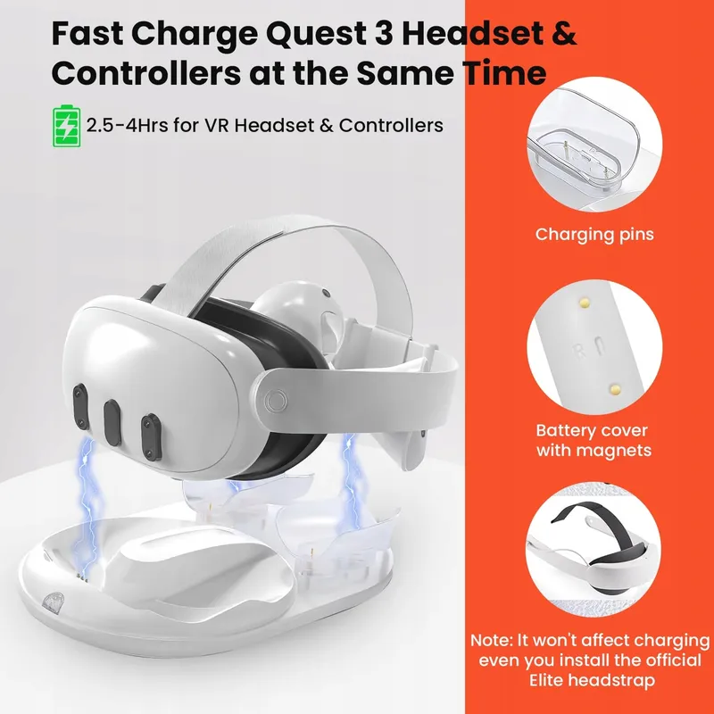 GEEKERA Oplaadstation Meta Quest 3 Magnetisch VR Stand 18W Adapter — foto 2
