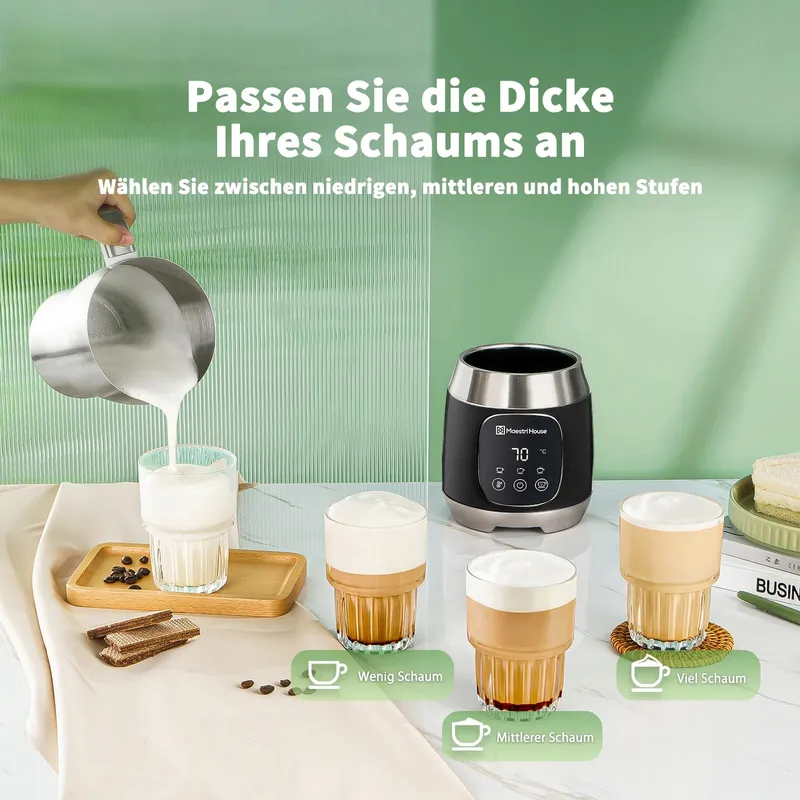 MAESTRI HOUSE Melkopschuimer 12-in-1 600ml Roestvrij Staal — foto 2